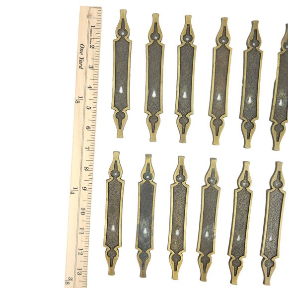 Vintage Metal Backplates Cabinet Drawer Funiture Hardware Medieval Gothic 1971 - Picture 5 of 11